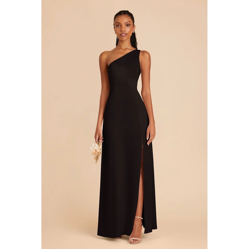 Birdy Grey Kira Matte Satin One Shoulder Maxi Dress Black XS BG169BK0001001